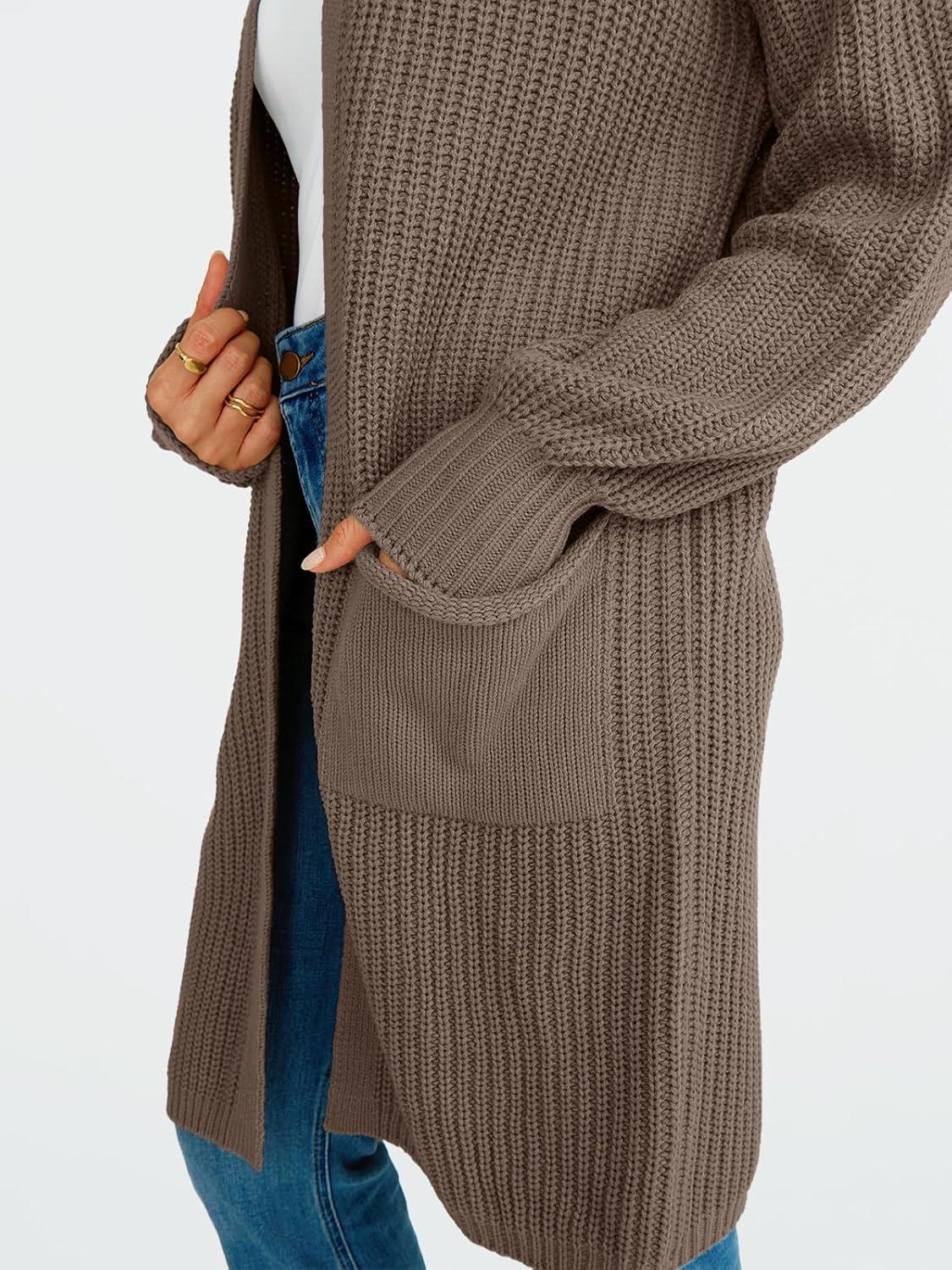 imageLILLUSORY Long Oversized Cardigans Sweaters for Women Open Front Knit Fall with Pockets 2025 Outfits FashionNutmeg