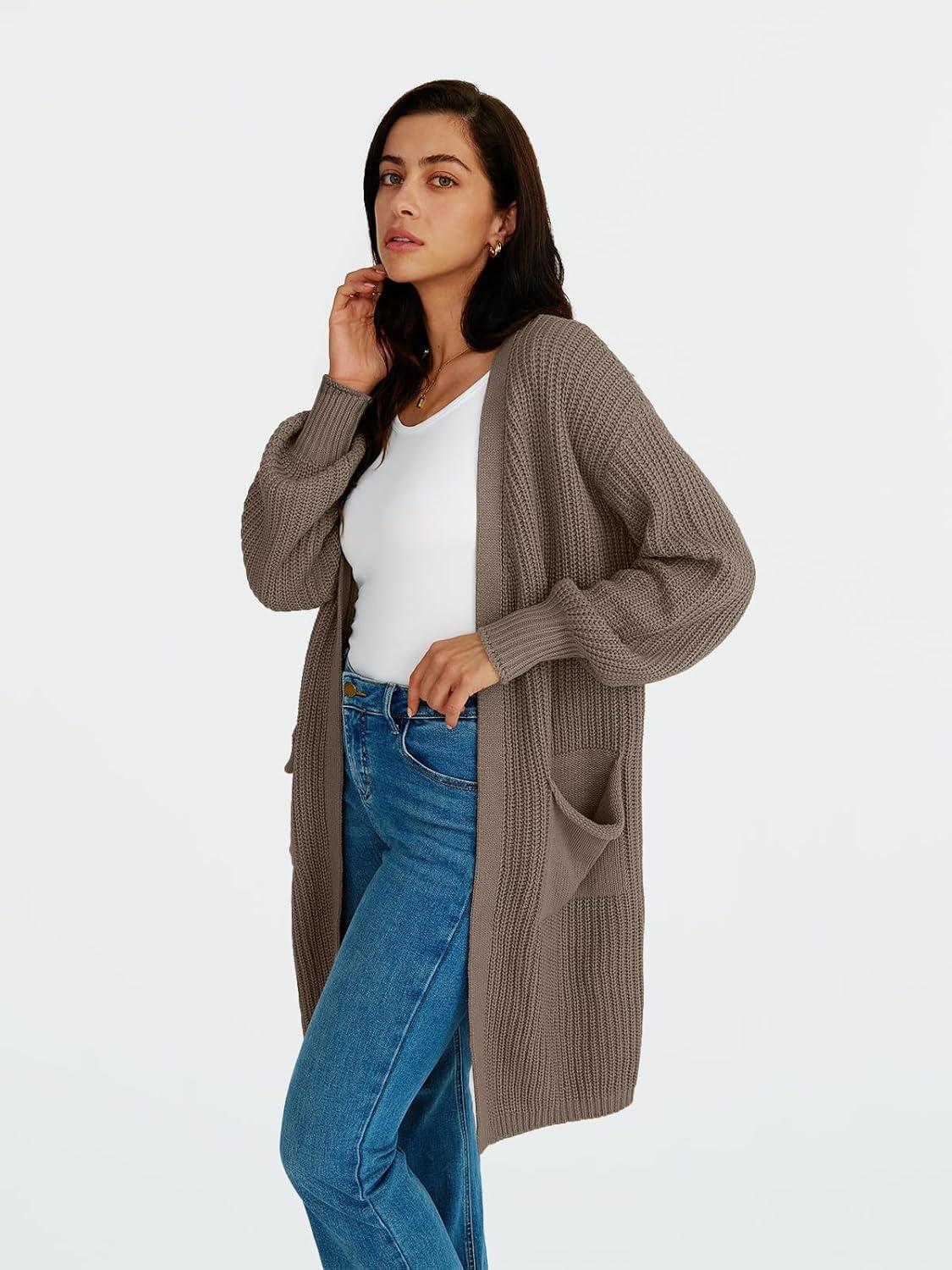 imageLILLUSORY Long Oversized Cardigans Sweaters for Women Open Front Knit Fall with Pockets 2025 Outfits FashionNutmeg