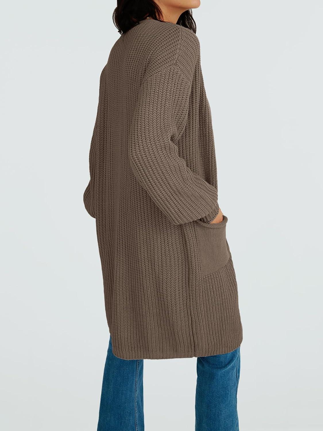 imageLILLUSORY Long Oversized Cardigans Sweaters for Women Open Front Knit Fall with Pockets 2025 Outfits FashionNutmeg