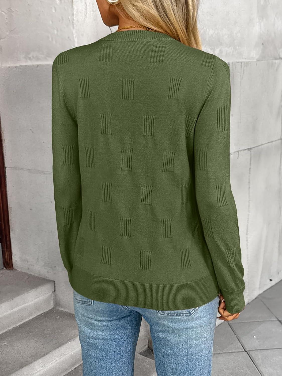imageLILLUSORY Womens Sweaters Fall Fashion 2025 Lightweight Long Sleeve Knit Pullover Casual Trendy Tops Winter ClothesArmy Green