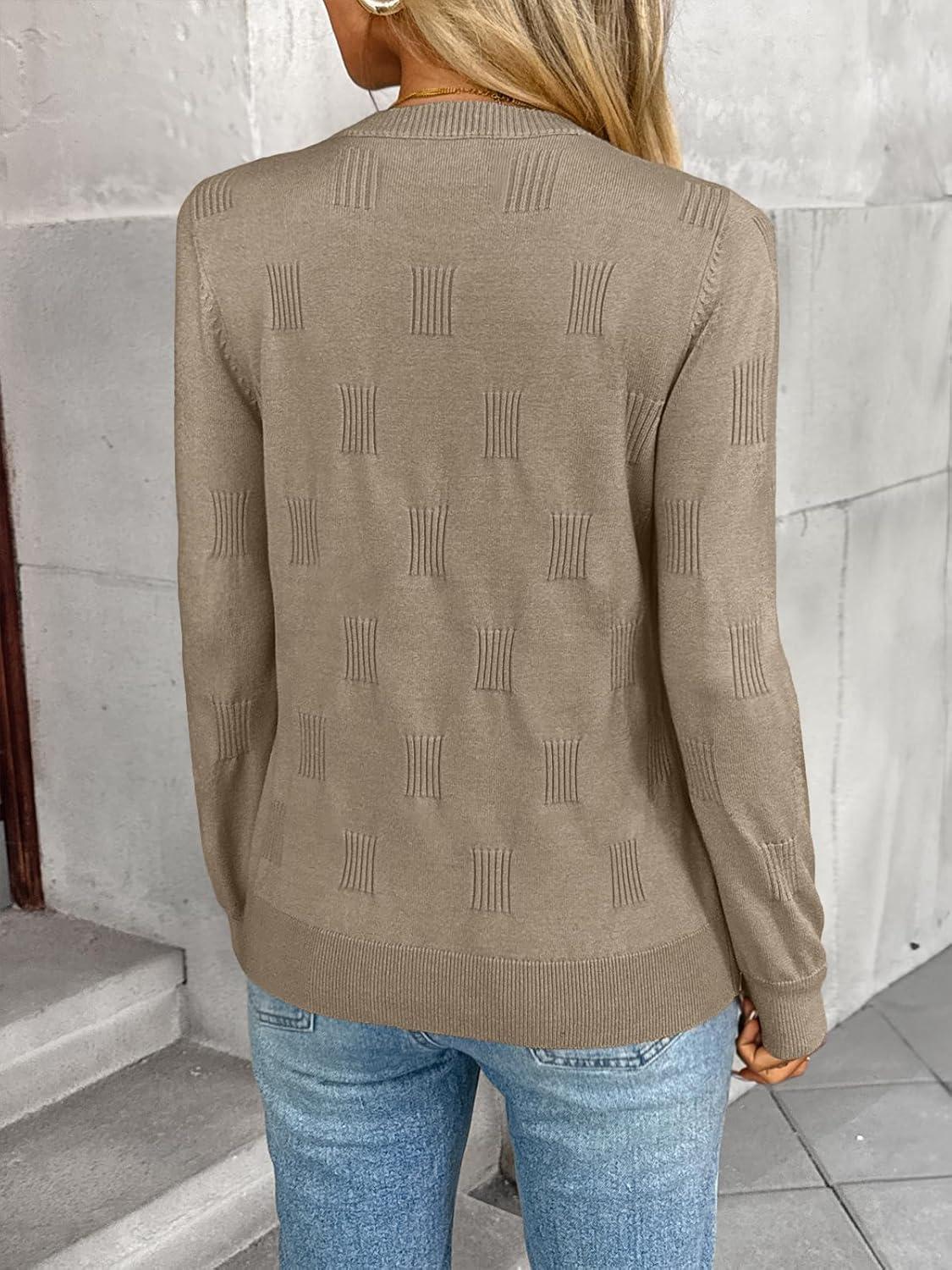 imageLILLUSORY Womens Sweaters Fall Fashion 2025 Lightweight Long Sleeve Knit Pullover Casual Trendy Tops Winter ClothesCamel