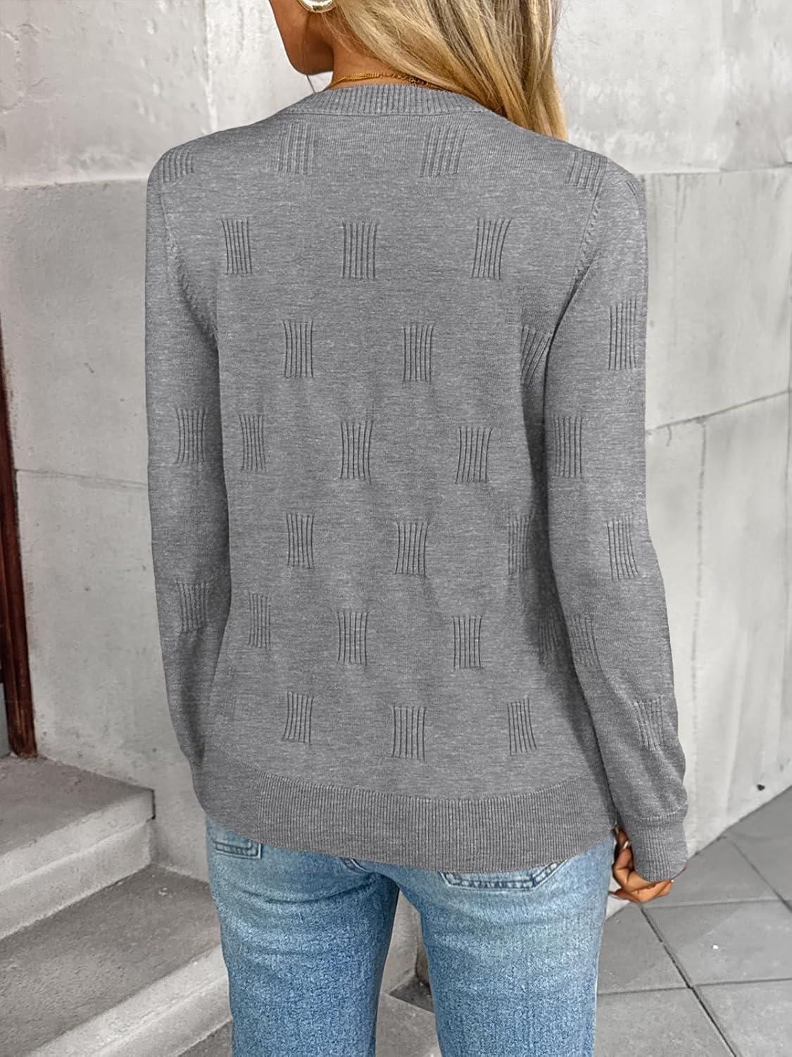 imageLILLUSORY Womens Sweaters Fall Fashion 2025 Lightweight Long Sleeve Knit Pullover Casual Trendy Tops Winter ClothesGrey