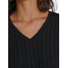 imageLILLUSORY Womens Cable Knit V Neck Lightweight Soft Pullover SweatersBlack