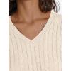 imageLILLUSORY Womens Cable Knit V Neck Lightweight Soft Pullover SweatersCream