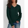 imageLILLUSORY Womens Cable Knit V Neck Lightweight Soft Pullover SweatersDark Green