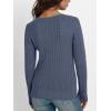 imageLILLUSORY Womens Cable Knit V Neck Lightweight Soft Pullover SweatersDusty Blue