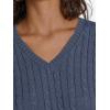 imageLILLUSORY Womens Cable Knit V Neck Lightweight Soft Pullover SweatersDusty Blue