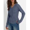 imageLILLUSORY Womens Cable Knit V Neck Lightweight Soft Pullover SweatersDusty Blue