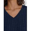 imageLILLUSORY Womens Cable Knit V Neck Lightweight Soft Pullover SweatersNavy Blue