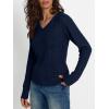 imageLILLUSORY Womens Cable Knit V Neck Lightweight Soft Pullover SweatersNavy Blue