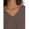 imageLILLUSORY Womens Cable Knit V Neck Lightweight Soft Pullover SweatersNutmeg