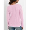 imageLILLUSORY Womens Cable Knit V Neck Lightweight Soft Pullover SweatersPink