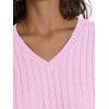 imageLILLUSORY Womens Cable Knit V Neck Lightweight Soft Pullover SweatersPink