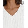 imageLILLUSORY Womens Cable Knit V Neck Lightweight Soft Pullover SweatersWhite