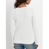 imageLILLUSORY Womens Cable Knit V Neck Lightweight Soft Pullover SweatersWhite