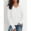 imageLILLUSORY Womens Cable Knit V Neck Lightweight Soft Pullover SweatersWhite