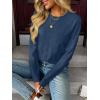 imageLILLUSORY Womens Sweaters Fall Fashion 2025 Lightweight Long Sleeve Knit Pullover Casual Trendy Tops Winter ClothesBlue