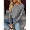 imageLILLUSORY Womens Sweaters Fall Fashion 2025 Lightweight Long Sleeve Knit Pullover Casual Trendy Tops Winter ClothesGrey