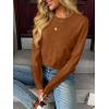 imageLILLUSORY Womens Sweaters Fall Fashion 2025 Lightweight Long Sleeve Knit Pullover Casual Trendy Tops Winter ClothesRust