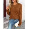 imageLILLUSORY Womens Sweaters Fall Fashion 2025 Lightweight Long Sleeve Knit Pullover Casual Trendy Tops Winter ClothesRust