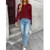imageLILLUSORY Womens Sweaters Fall Fashion 2025 Lightweight Long Sleeve Knit Pullover Casual Trendy Tops Winter ClothesWine Red