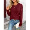 imageLILLUSORY Womens Sweaters Fall Fashion 2025 Lightweight Long Sleeve Knit Pullover Casual Trendy Tops Winter ClothesWine Red
