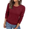 imageLILLUSORY Womens Sweaters Fall Fashion 2025 Lightweight Long Sleeve Knit Pullover Casual Trendy Tops Winter ClothesWine Red