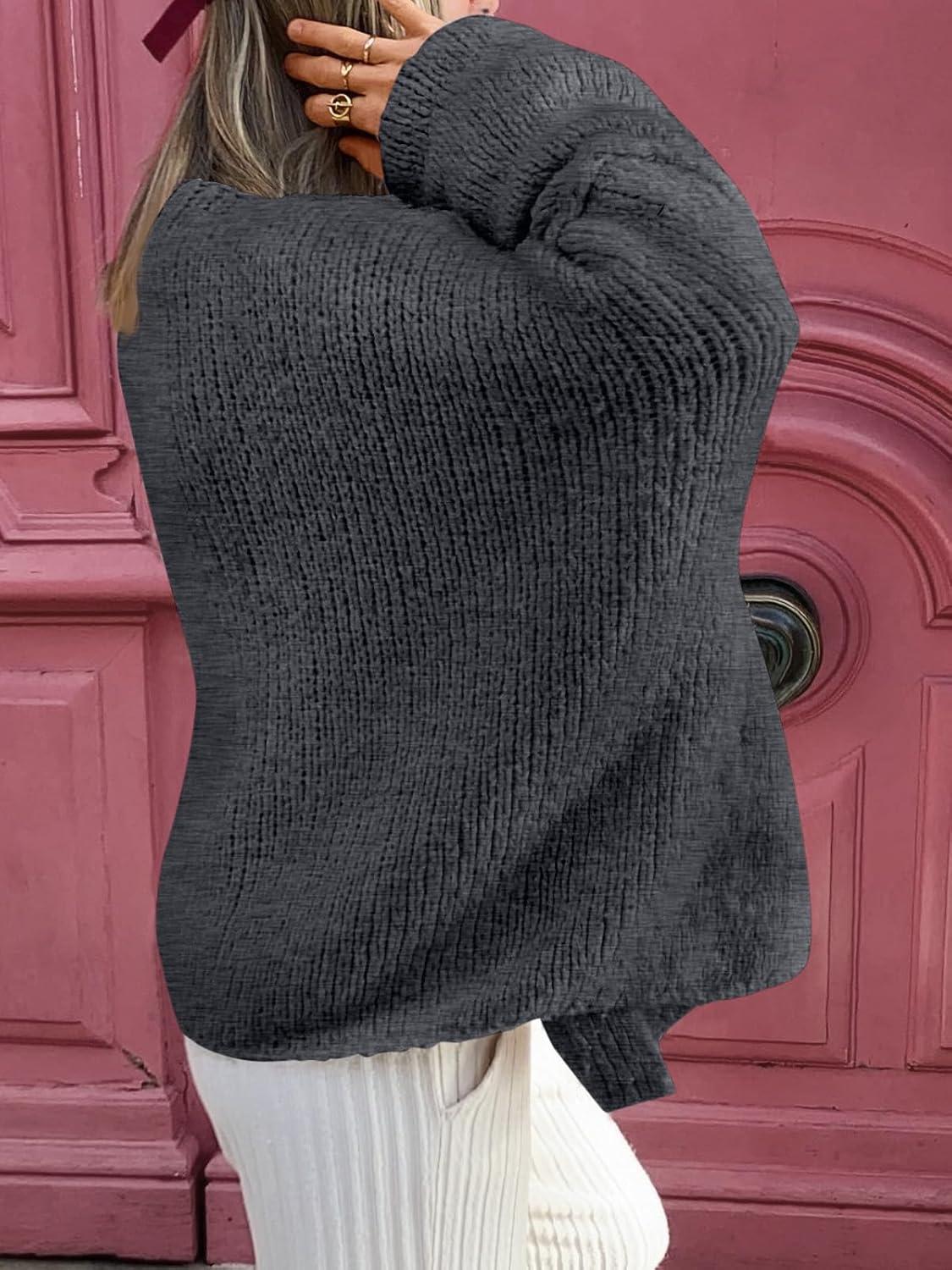 imageLILLUSORY Chunky Cardigan Sweaters for Women Oversized Long Trendy Early Fall Outfits Fashion Cozy 2025 Winter ClothingDark Grey