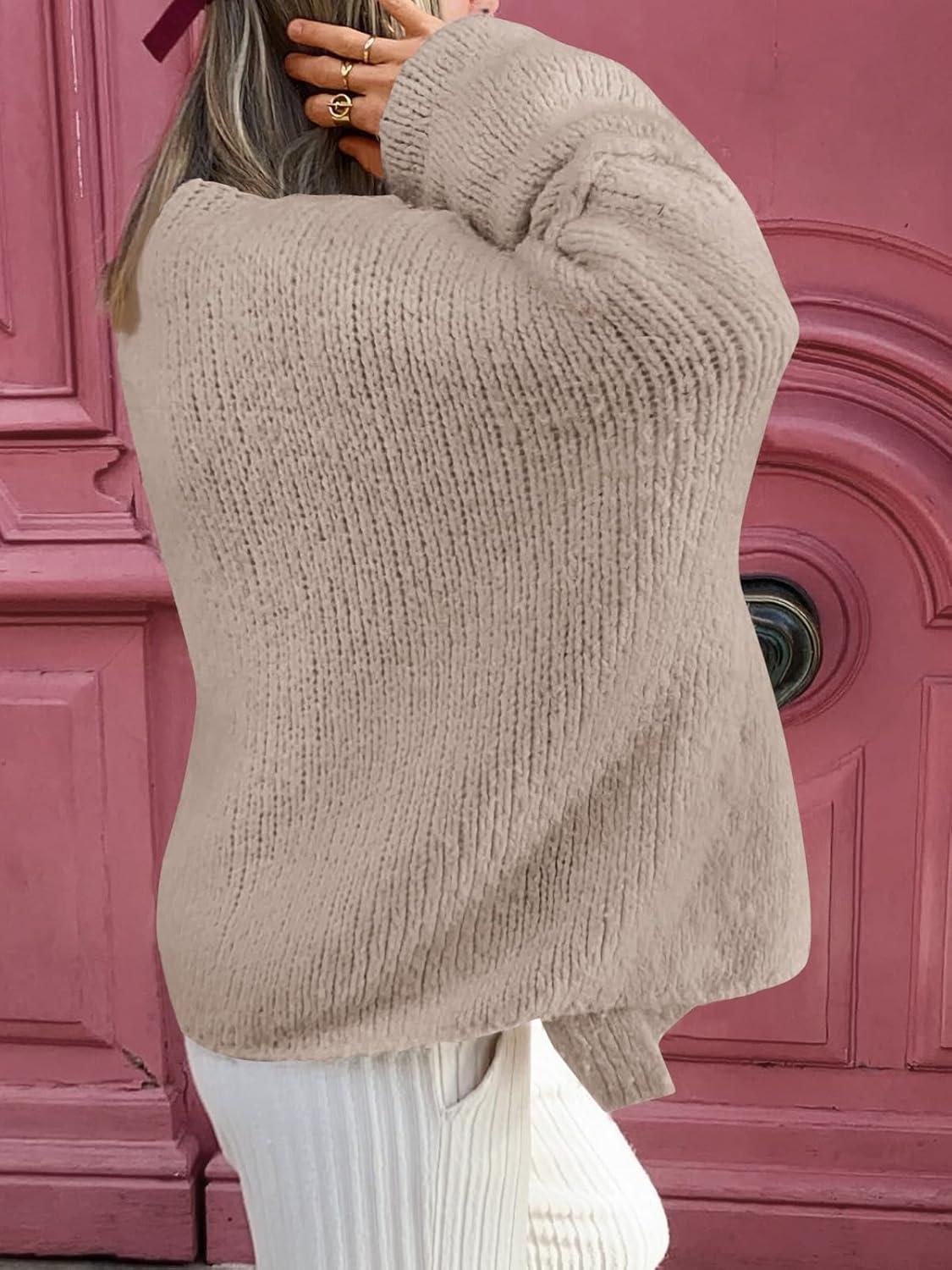 imageLILLUSORY Chunky Cardigan Sweaters for Women Oversized Long Trendy Early Fall Outfits Fashion Cozy 2025 Winter ClothingGrey Beige
