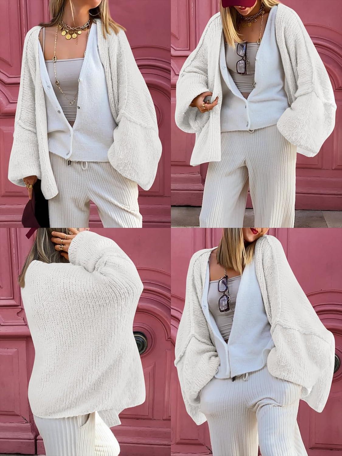 imageLILLUSORY Chunky Cardigan Sweaters for Women Oversized Long Trendy Early Fall Outfits Fashion Cozy 2025 Winter ClothingWhite