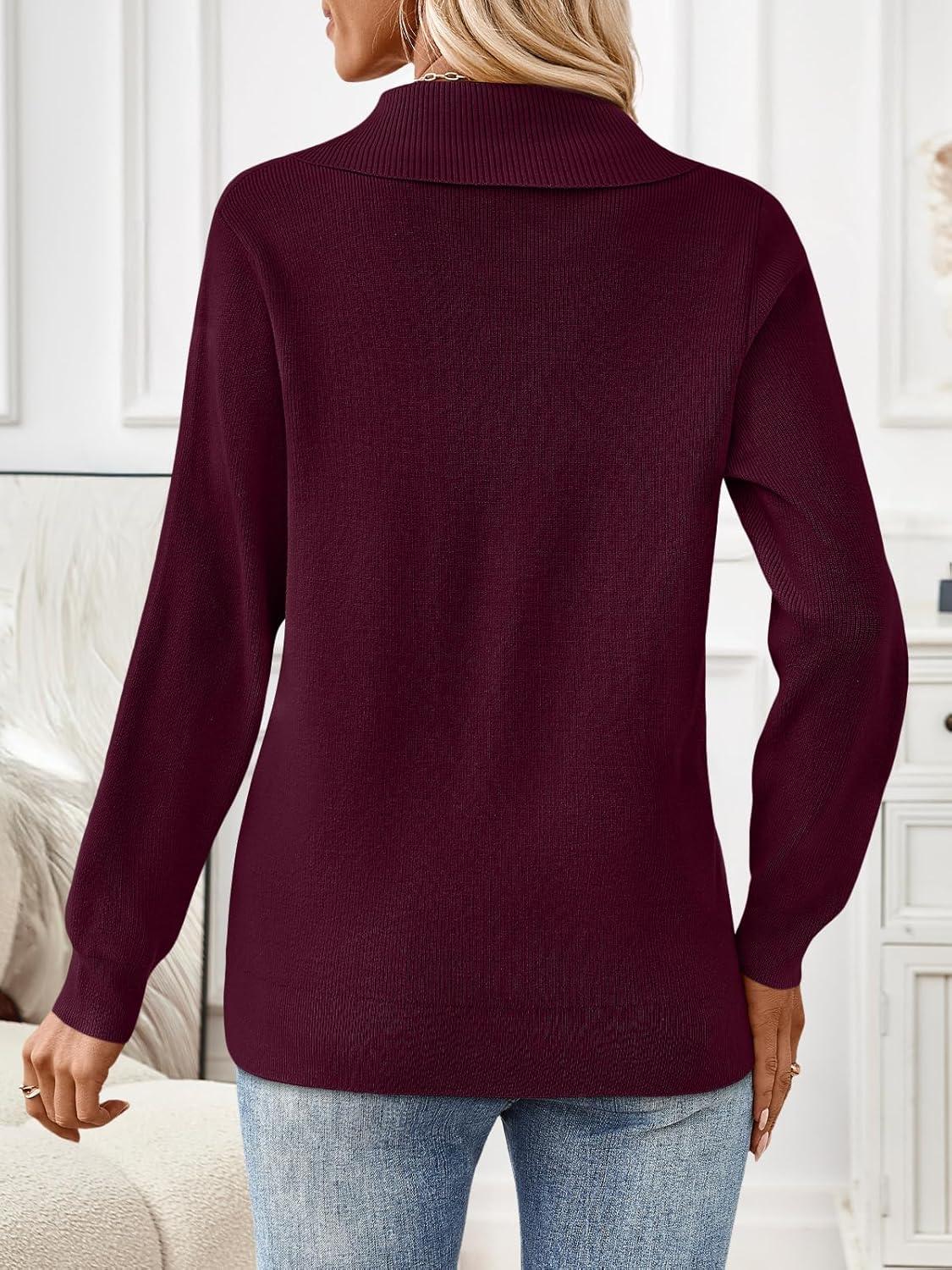 imageLILLUSORY V Neck Lightweight Sweaters for Women Fall Fashion 2025 Outfits Pullover Tops Trendy Tunic Long Sleeve TopsWine Red