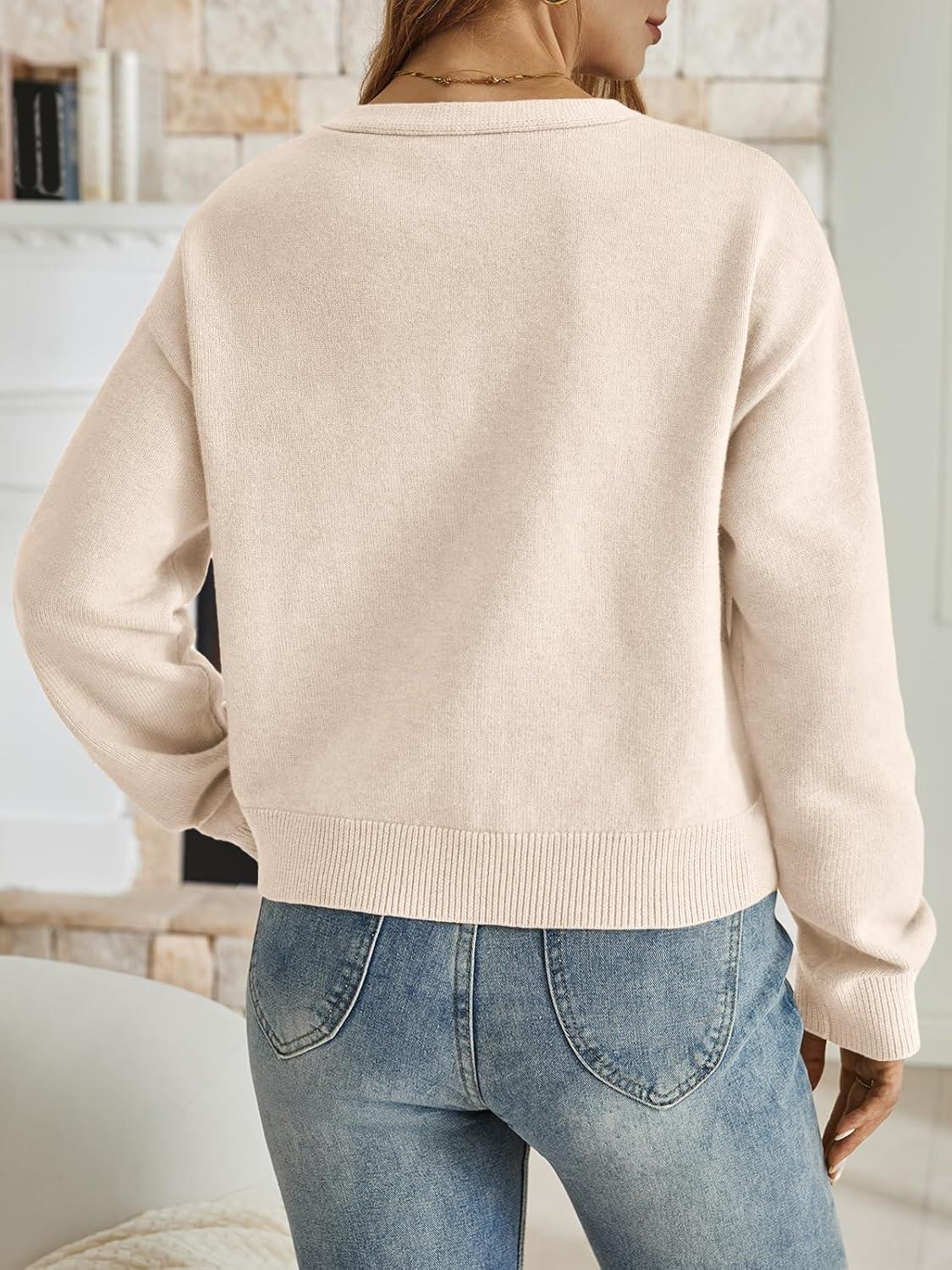 imageLILLUSORY Womens Cropped Cardigan Sweater Chunky Knit Tie Front Bow Fall Top V Neck Outfits Cute Cozy Clothes 2025 TrendyApricot