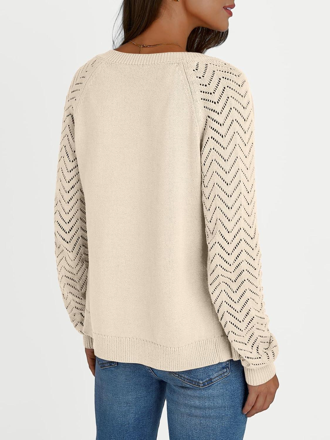 imageLILLUSORY Womens HollowedOut Crochet Cardigan Sweaters Soft Knit Lightweight Slightly Cropped SweaterCream