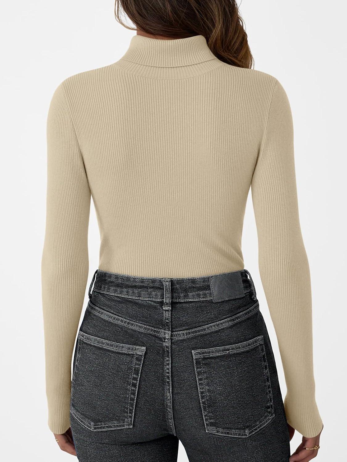 imageLILLUSORY Womens Turtleneck Ribbed Sweaters Pullover Tops Long Sleeve Winter Winter Clothes 2025Beige