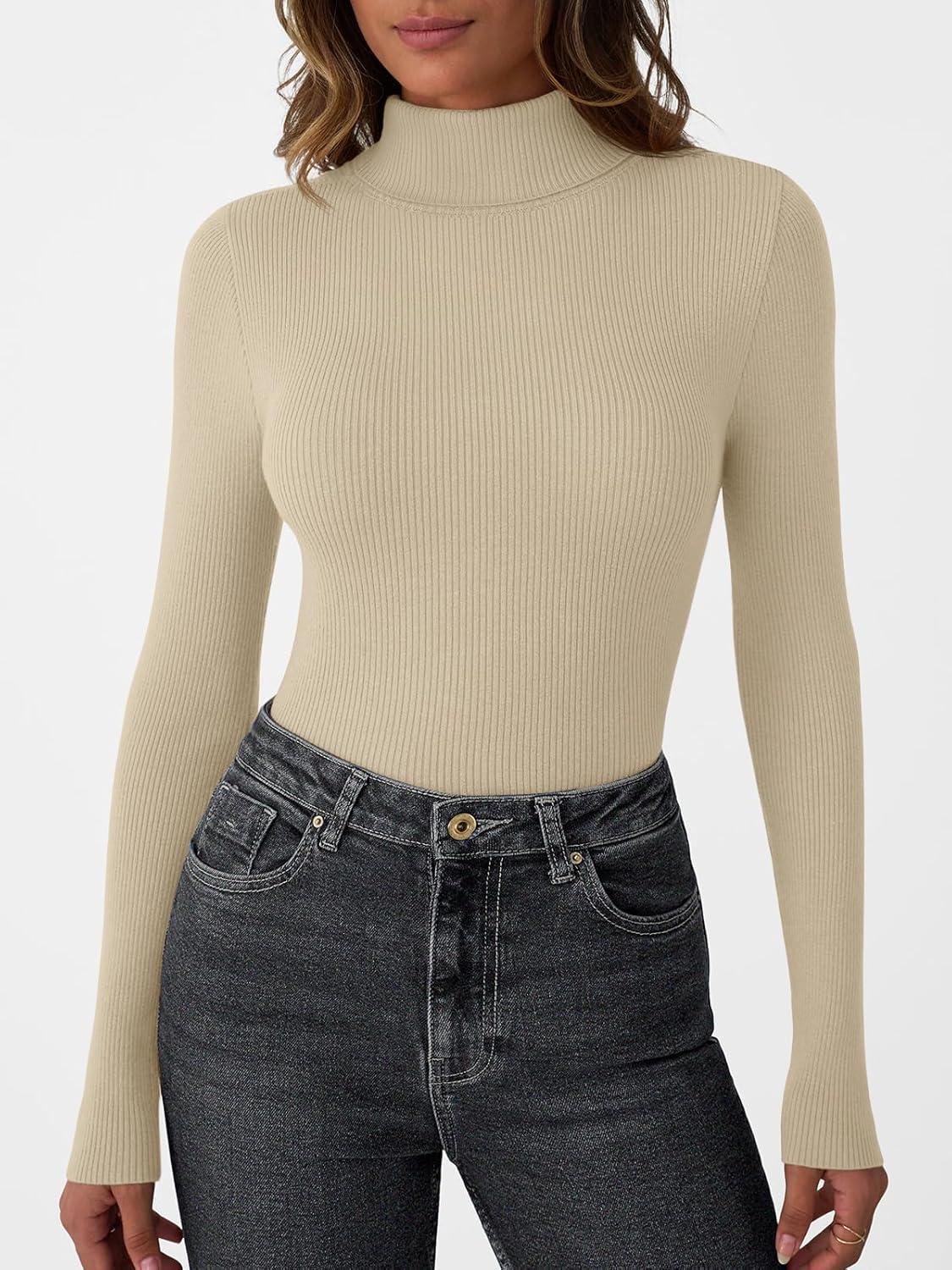 imageLILLUSORY Womens Turtleneck Ribbed Sweaters Pullover Tops Long Sleeve Winter Winter Clothes 2025Beige