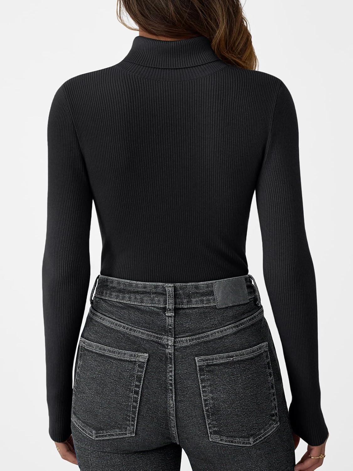 imageLILLUSORY Womens Turtleneck Ribbed Sweaters Pullover Tops Long Sleeve Winter Winter Clothes 2025Black