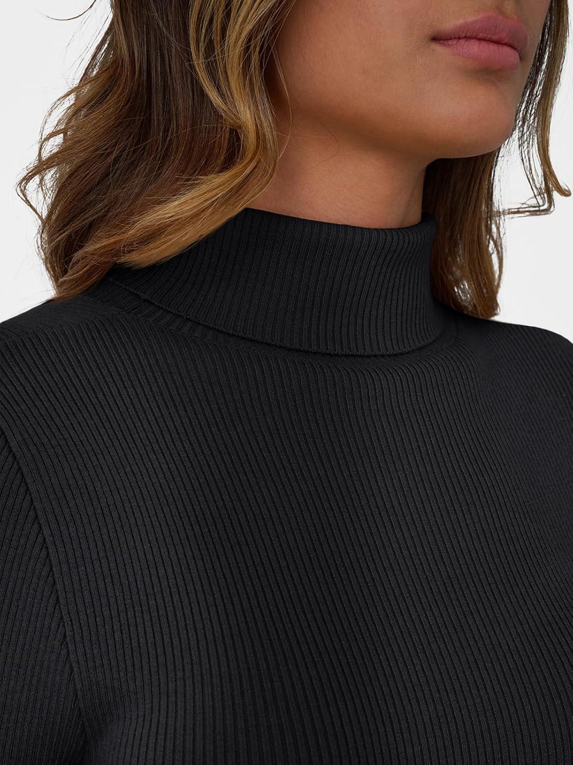 imageLILLUSORY Womens Turtleneck Ribbed Sweaters Pullover Tops Long Sleeve Winter Winter Clothes 2025Black