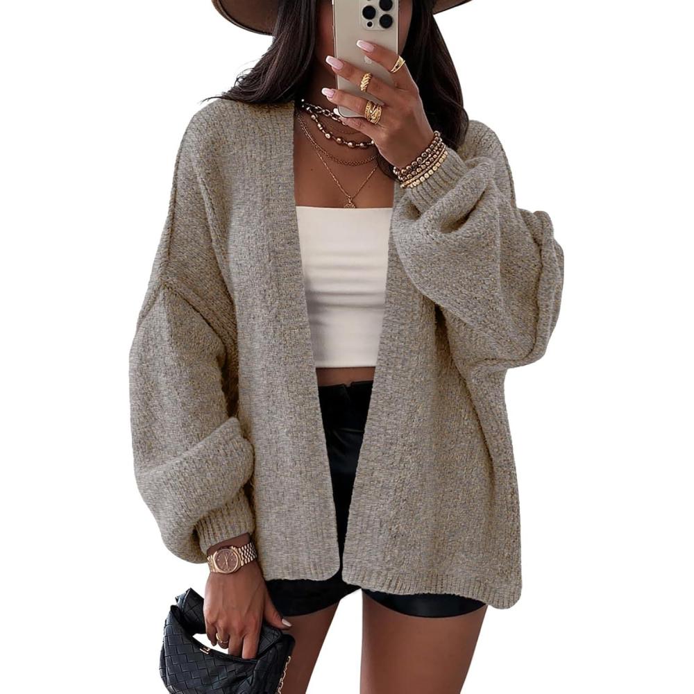 imageLILLUSORY Chunky Cardigan Sweaters for Women Oversized Long Trendy Early Fall Outfits Fashion Cozy 2025 Winter ClothingTaupe