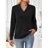 imageLILLUSORY V Neck Lightweight Sweaters for Women Fall Fashion 2025 Outfits Pullover Tops Trendy Tunic Long Sleeve TopsBlack