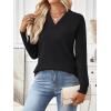imageLILLUSORY V Neck Lightweight Sweaters for Women Fall Fashion 2025 Outfits Pullover Tops Trendy Tunic Long Sleeve TopsBlack