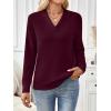 imageLILLUSORY V Neck Lightweight Sweaters for Women Fall Fashion 2025 Outfits Pullover Tops Trendy Tunic Long Sleeve TopsWine Red
