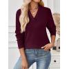 imageLILLUSORY V Neck Lightweight Sweaters for Women Fall Fashion 2025 Outfits Pullover Tops Trendy Tunic Long Sleeve TopsWine Red