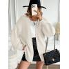 imageLILLUSORY Women Cardigan Sweater Oversized Chunky Outifits 2025 Fall Fashion Long Sleeve Trendy Clothes Knit Open Front CoatsWhite