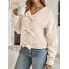 imageLILLUSORY Womens Cropped Cardigan Sweater Chunky Knit Tie Front Bow Fall Top V Neck Outfits Cute Cozy Clothes 2025 TrendyApricot