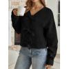 imageLILLUSORY Womens Cropped Cardigan Sweater Chunky Knit Tie Front Bow Fall Top V Neck Outfits Cute Cozy Clothes 2025 TrendyBlack