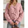 imageLILLUSORY Womens Cropped Cardigan Sweater Chunky Knit Tie Front Bow Fall Top V Neck Outfits Cute Cozy Clothes 2025 TrendyPink