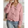 imageLILLUSORY Womens Cropped Cardigan Sweater Chunky Knit Tie Front Bow Fall Top V Neck Outfits Cute Cozy Clothes 2025 TrendyPink