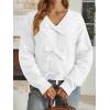 imageLILLUSORY Womens Cropped Cardigan Sweater Chunky Knit Tie Front Bow Fall Top V Neck Outfits Cute Cozy Clothes 2025 TrendyWhite