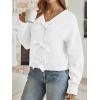 imageLILLUSORY Womens Cropped Cardigan Sweater Chunky Knit Tie Front Bow Fall Top V Neck Outfits Cute Cozy Clothes 2025 TrendyWhite