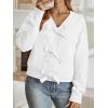 imageLILLUSORY Womens Cropped Cardigan Sweater Chunky Knit Tie Front Bow Fall Top V Neck Outfits Cute Cozy Clothes 2025 TrendyWhite